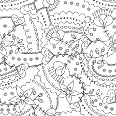 Flowers and hearts pattern coloring