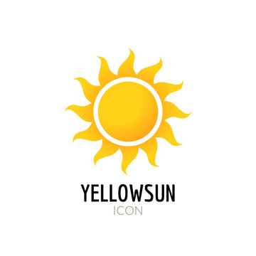 Sun icon sign. Icon or logo design with yellow sun