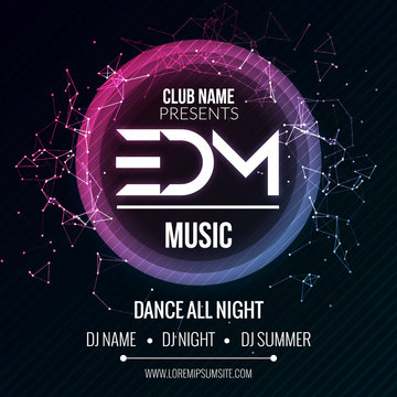 EDM Club Music Party Template, Dance Party Flyer, brochure. Night Party Club sound Banner Poster.