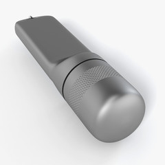 USB flash drive isolated on white background with shadow. 3D illustration