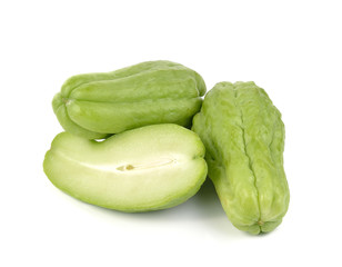 Chayote on white background
