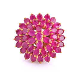 Fototapeta premium Ruby ring isolated on white background