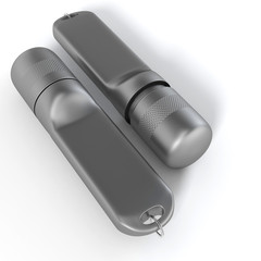 USB flash drive isolated on white background with shadow. 3D illustration