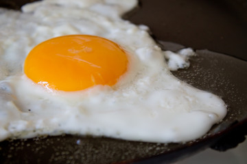 fried egg in a frying pan