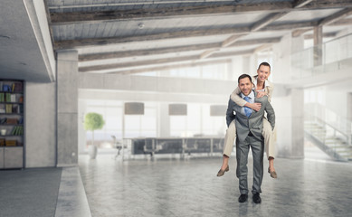 Business people having break in office