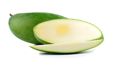 green mango on white background