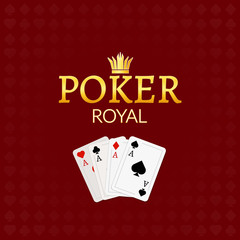 Poker casino poster logo template design. Royal golden poker room design template