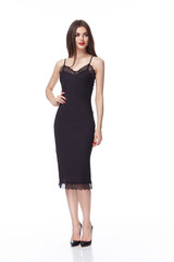 Fototapeta premium Beautiful young sexy girl with long brunette