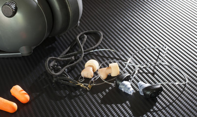 Hearing protection of different types that are used in noise filled industries or shooting ranges