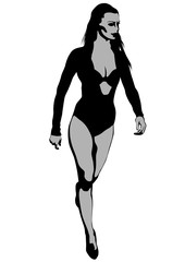 Silhouettes sports girls on a white background