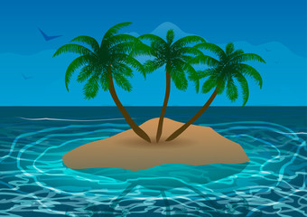 Fototapeta na wymiar Vector illustration. Island in the ocean.