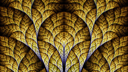 Exotic biological organism. Cosmic Gate. Plant leaves. Sacred geometry. Mysterious psychedelic relaxation wallpaper. Fractal abstract pattern. Digital artwork creative graphic design.