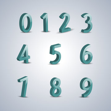  Volumetric numerals, vector illustration.