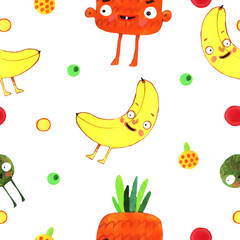 watercolor fruit, cartoon