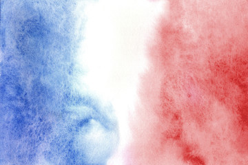 Fototapeta na wymiar Colors of French flag in watercolor
