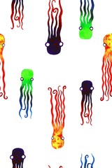watercolor octopus pattern cartoon