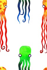 watercolor two octopus pattern