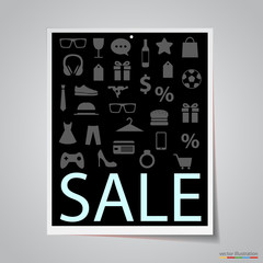 Paper sale banner on gray background.