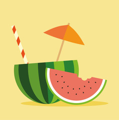 Melon umbrella Drink with straw - Vector