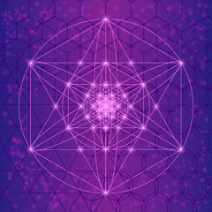 Sacred spiritual geometry symbols and elements. Alchemy, religion, philosophy, mathematics, astrology and spirituality themes. Harmony sacred mesh with triangles, circles and squares. 