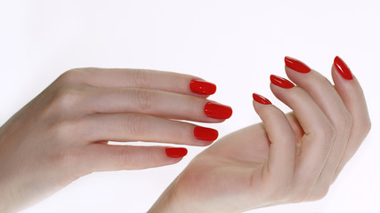 Nail design . Manicure nail paint . beautiful female hand with colorful nail art design manicure