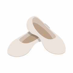 White ballet shoes icon, isometric 3d style