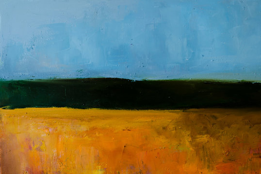 Abstract oil painting background. Hand drawn oil painting on canvas .Color texture. Fragment of artwork.