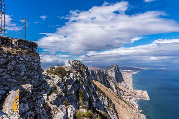 Upper Rock und die Ostseite von Gibraltar mit Küste zum Mittelmeer
