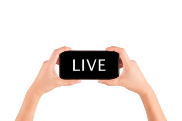 woman hands holding smartphone