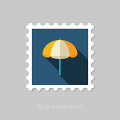 Beach Parasol flat stamp. Summer. Vacation
