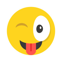 Winking emoticon. Cute emoticon winks and shows tongue