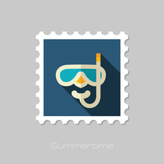 Diving Mask flat stamp. Summer. Vacation