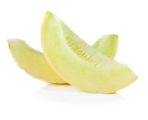 Ripe cantaloupe melon on white background