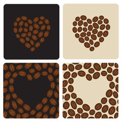 Heart of Coffee Beans - I Love Coffee Vector Illustration