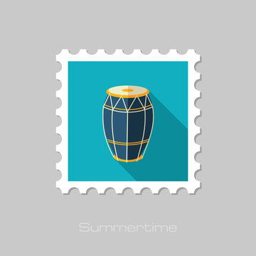 Drum flat stamp. Summer. Vacation