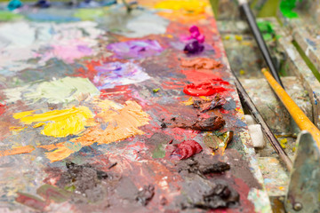 Fresh oil paint on a palette