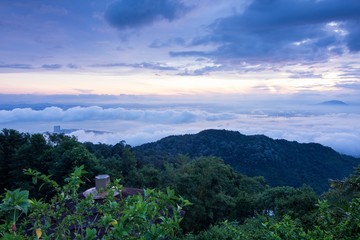 Fototapeta na wymiar Amazing Sunrise above cloud in Penang Hill view of George Town City , Penang Malaysia