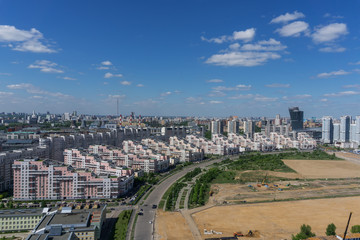 Вид с высоты на район Ходынское поле в Москве. Ходынский бульвар