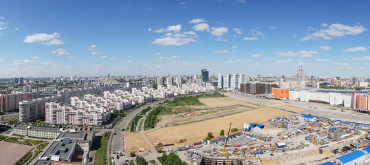 Obraz premium Панорамный вид с высоты на район Ходынское поле в Москве
