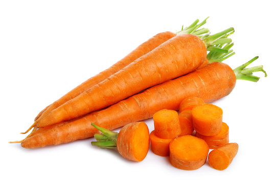 Fresh carrots vegatables isolated on white