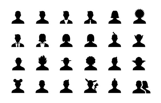 Avatar Profile Picture Silhouette Vector Icon Set