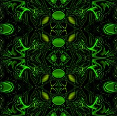 Green almonds. Oriental patterns.
In the picture on the dark background are shown green almonds with oriental patterns.
