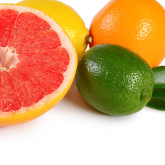 Allsorts from a citrus fruit close-up