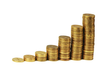 Gold money stack isolated on white