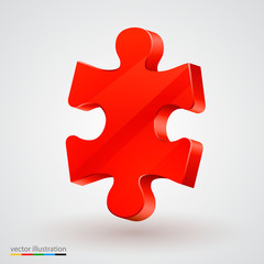 Obraz premium Red piece of puzzle. Clean vector