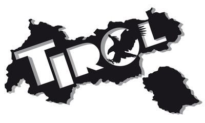 Landkarte des Bundeslandes Tirol mit Adler.