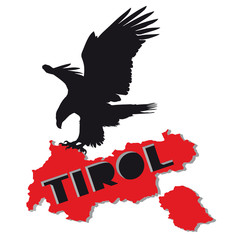 Landkarte des Bundeslandes Tirol mit Adler.