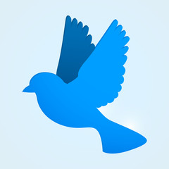 Flat blue bird. Social media concept.