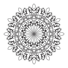 black and white decoration mandala, isolated vector. coloring pa