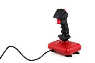 isolated joystick / overwhite portrait of a vintage joystick with cable © erphotographer